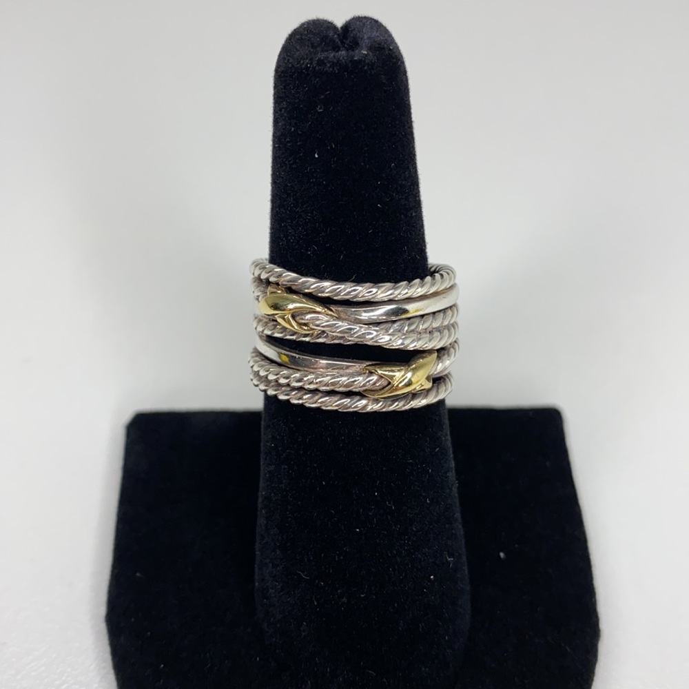 David Yurman Size 7 18K Double X Crossover Ring